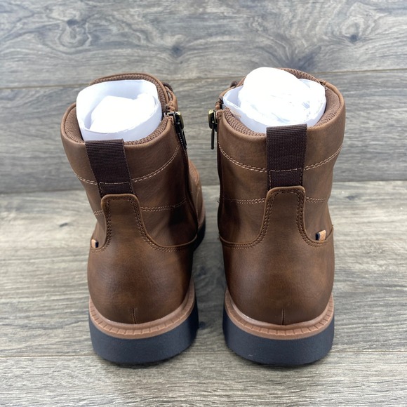 Dr Scholls Manchester Tan Leather Lace Up Zipper Ankle Boots Mens Size 10 M